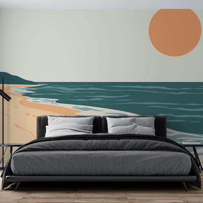 Mural Wallpaper beach | Sunny horizon with soothing waves