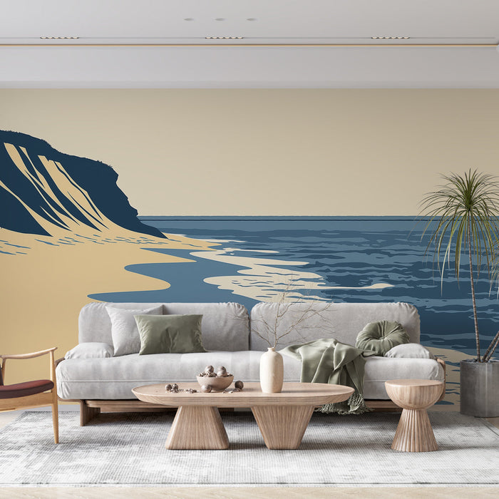 Mural Wallpaper strand | Illustrasjoner av beroligende kystlandskap