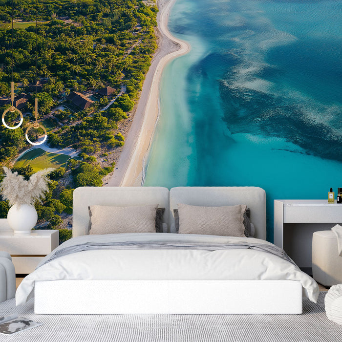 Seinatapeet paradiisirand | Valge liivaranna ja türkiissinise vee aerofoto