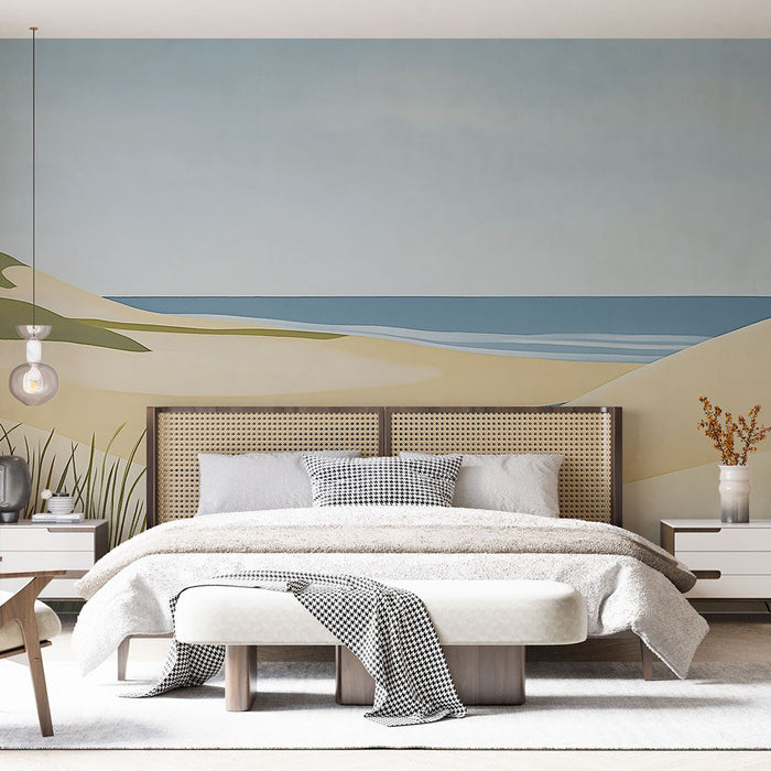 Mural Wallpaper beach | Landscape of dunes with sea and clear sky