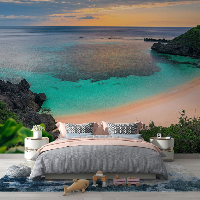 Sein ranniku tapeet | Rahulik rand türkiissinise vee ja gradiendiga taevas