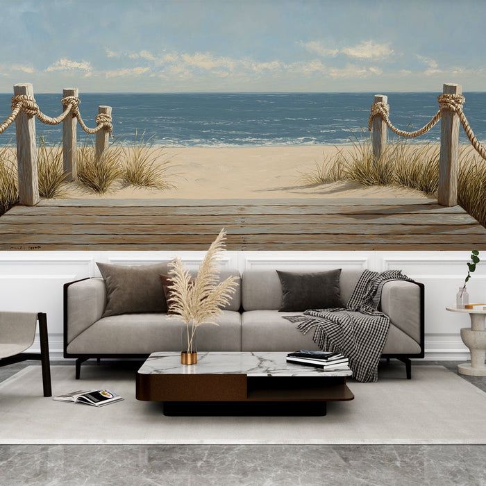 Tapetti tyyni ranta | Puinen kävelysilta johtaa turkoosille merelle