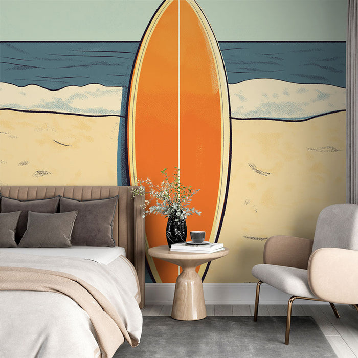 Falfestmény strand | Szörf és aranyhomok a víz mellett