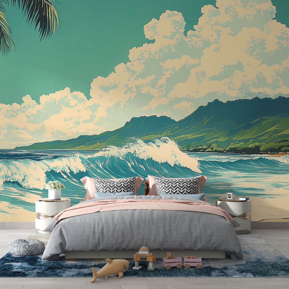 Papel de parede praia surf | Paisagem Tropical Energética — WonderMural, image size:1000x1000