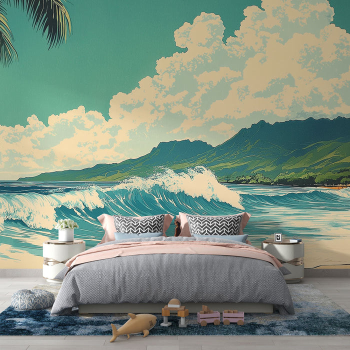 Papel pintado beach surf | Paisaje tropical enérgico