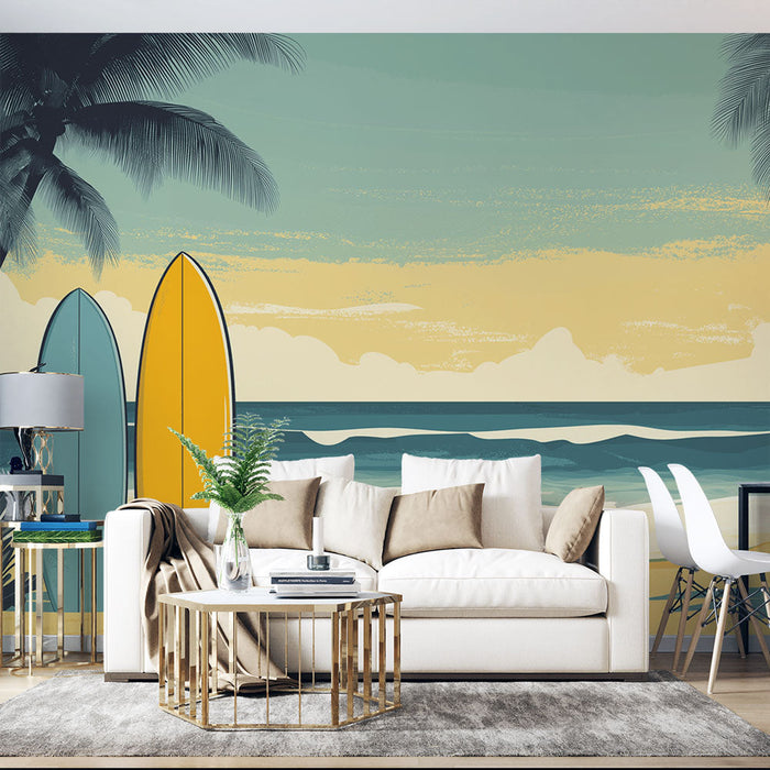 Foto tapeet rand | Värvilised surfilaudade päikeseline rand