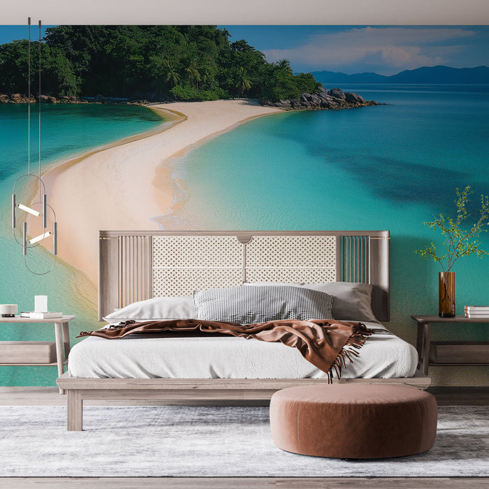 Papel de parede de praia tropical | Praia de areia branca e água turquesa