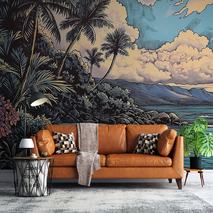 Seinapilt troopiline rand | Värvikas seinapilt ranniku maastikust
