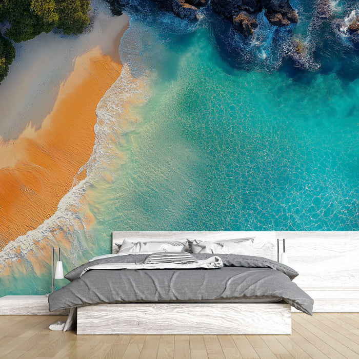 Ταπετσαρία παραλίας | Εναέρια άποψη παραλίας με χρυσές αμμουδιές και τυρκουάζ νερά