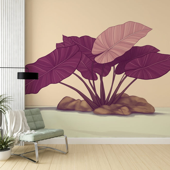 Tapete bunte Pflanze | Blätter eines leuchtenden Mauve auf einem weichen Hintergrund