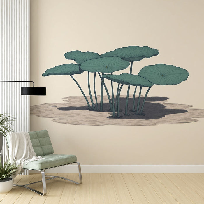 Papel de parede plantas aquáticas | Folhas delicadas em um fundo suave