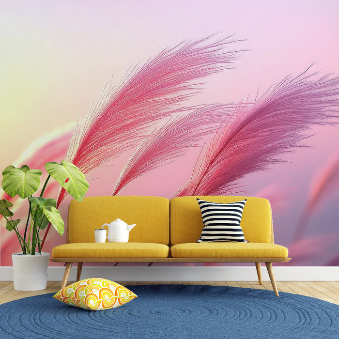 Falfestmény tapéta növények a szélben | Nyári idő