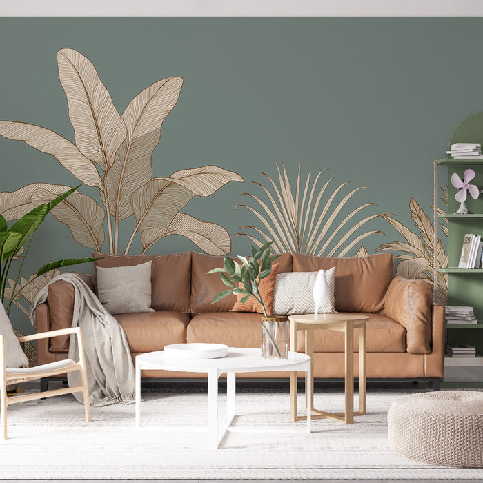 Тапет с тропически растения | Елегантни модели на листата върху мек фон