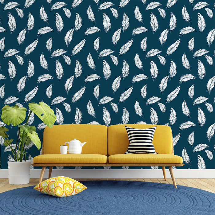Fotótapé tollak | Fehér toll mintával sötétkék háttéren