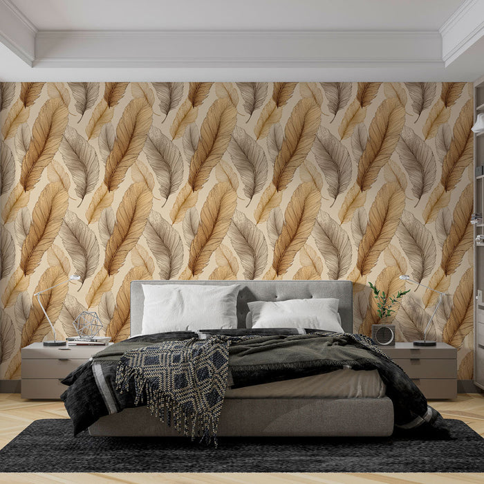 Fototapeta perje | Naravni vzorec perja v toplih tonih