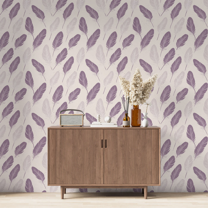 Fotótapéta tollak | Finom levendula és fehér toll minták világos háttéren