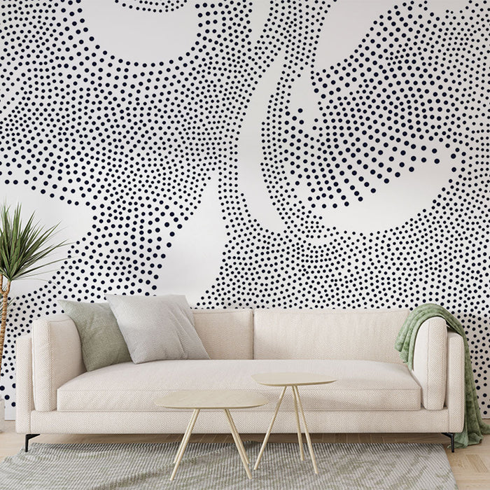 Foto Behang met stippen | Abstract Patroon met Marineblauwe Stippen op Witte Achtergrond