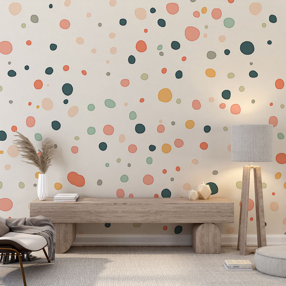 Carta da parati a pois colorati | Motivo organico con colori tenui su —  WonderMural, image size:1000x1000