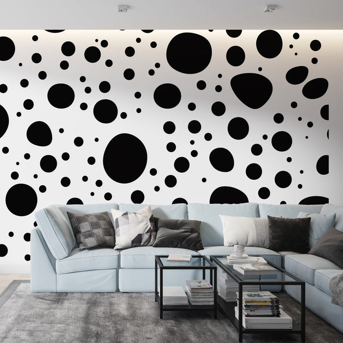 Mural Wallpaper dots | Samtids geometrisk mønster i svart og hvitt