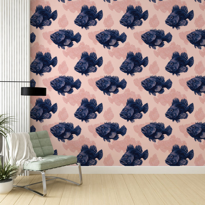Tapeta s motivem ryb | Rybí motiv na růžovém pozadí