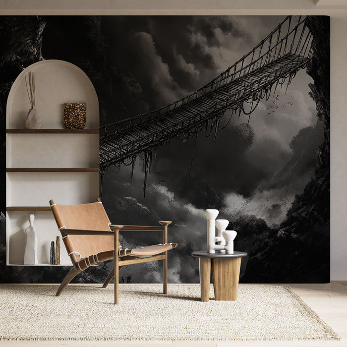 Fototapeet rippsilda sillal | Müstiline mustvalge maastik