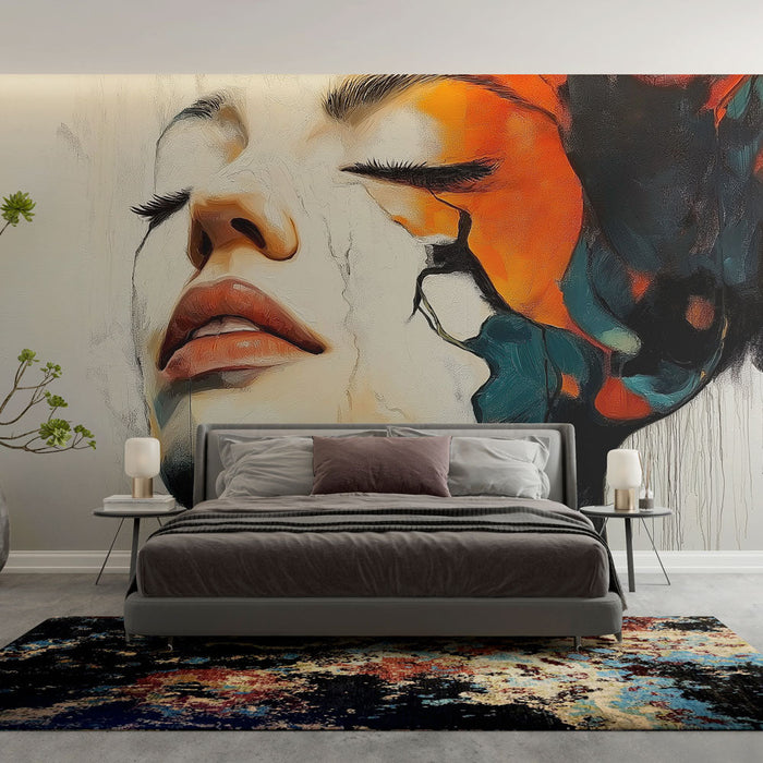 Tapeta slika abstrakcije | Barvito obraz z izrazitimi barvnimi madeži