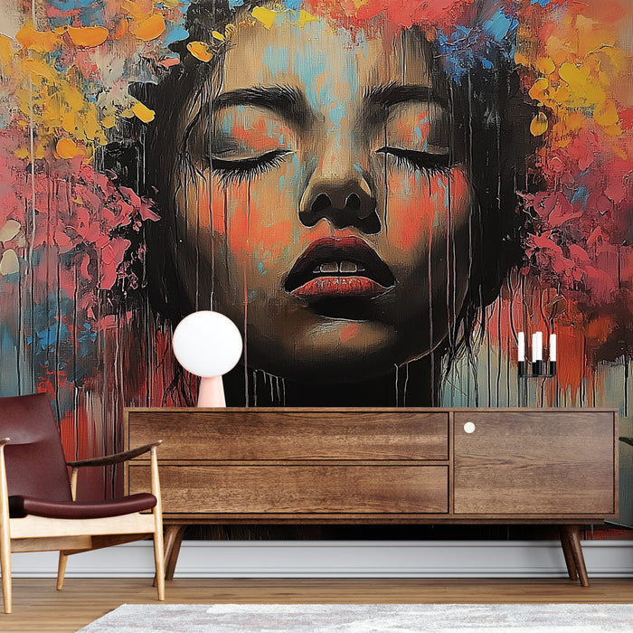 Tapeta barevný portrét | Žena s živými barvami burst