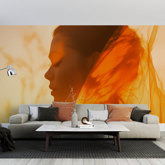 Портрет на стенопис | Жена на залез слънце