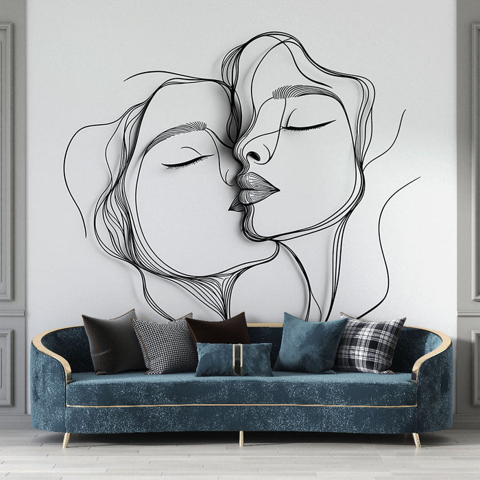 Mural Wallpaper abstract portraits | The kiss 3D