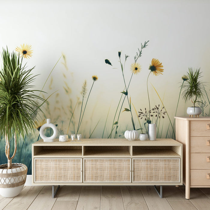 Carta da parati prato | Campo di fiori selvatici e erbe delicate