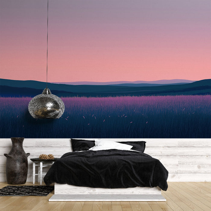 Fototapet prærie | Fredfyldt mark under en gradient himmel