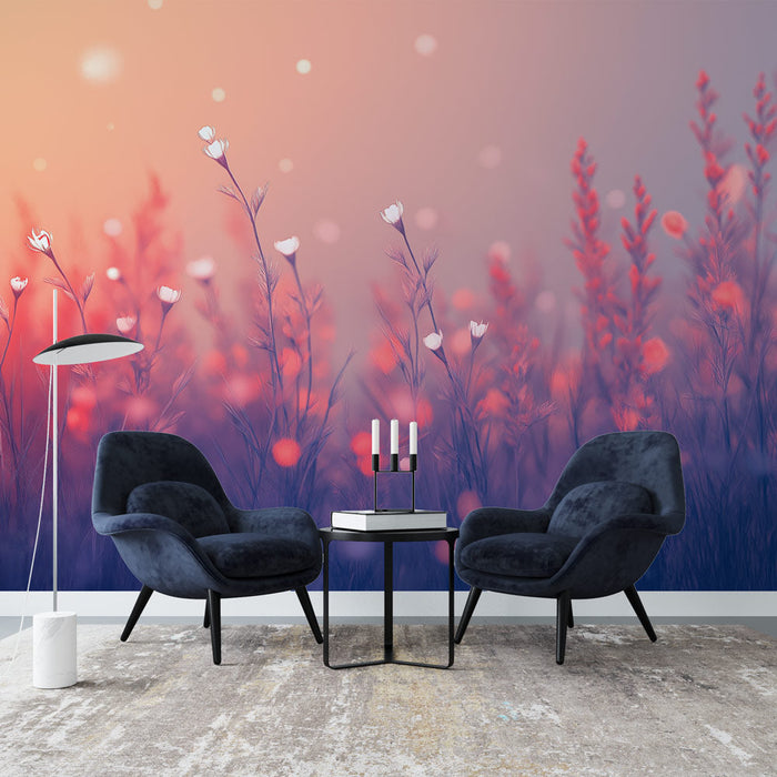 Nástěnná tapeta prérie | Jemné květiny a uklidňující atmosféra