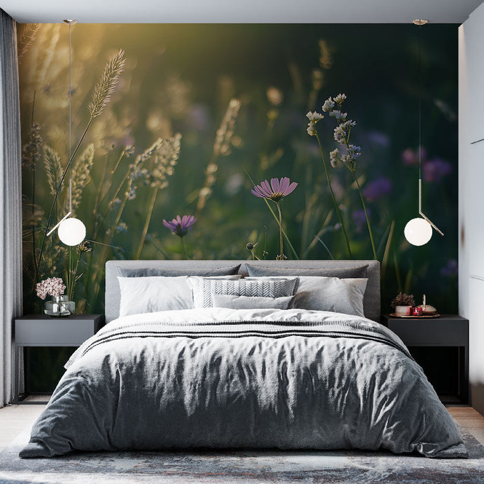 Carta da parati prateria | Fiori selvatici e luce soffusa