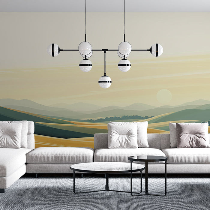 Foto Behang modern-prairie | Rollend landschap met gouden en groene tinten