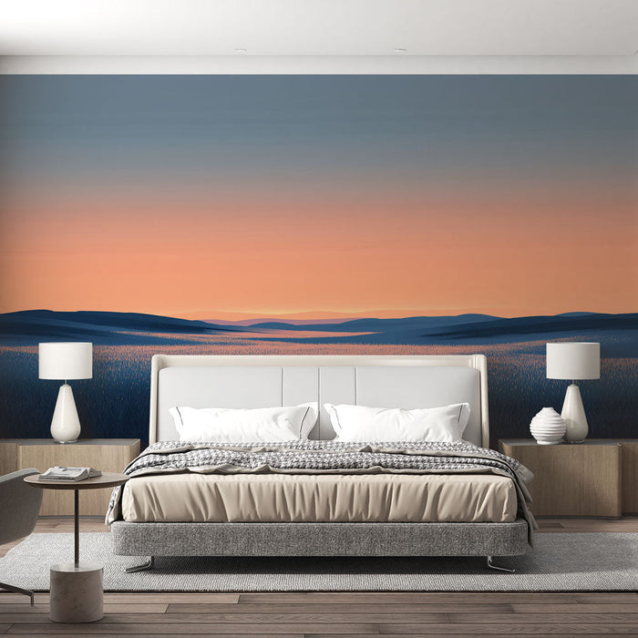 Foto Behang prairie | Prairielandschap bij zonsopgang in zachte tinten