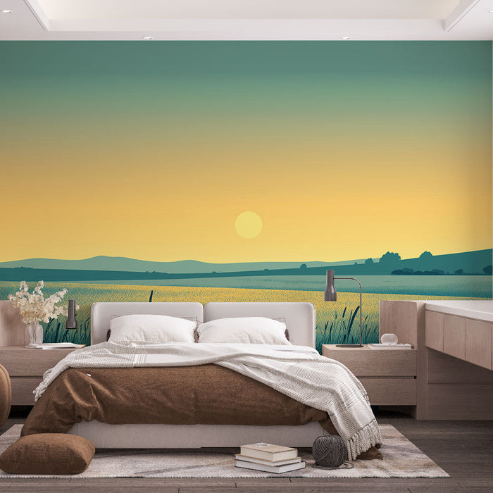 Falfestmény prérifű | Prérikép napkeltekor