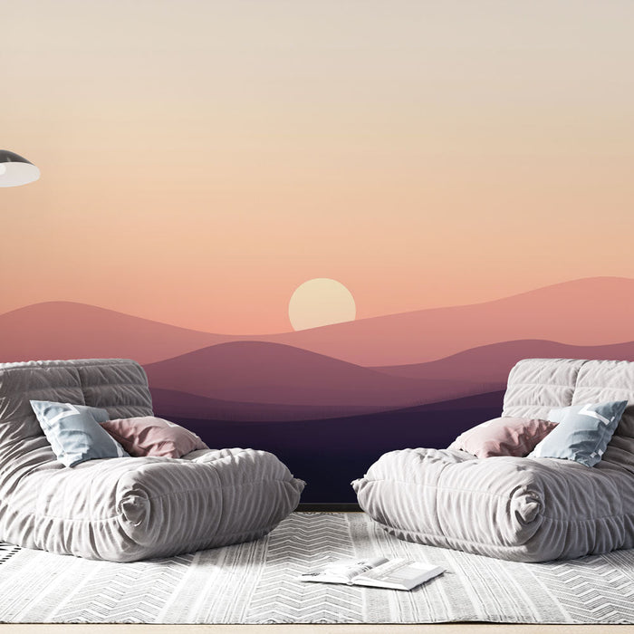 Falfestmény tapéta préri | Puha táj pasztell színekkel