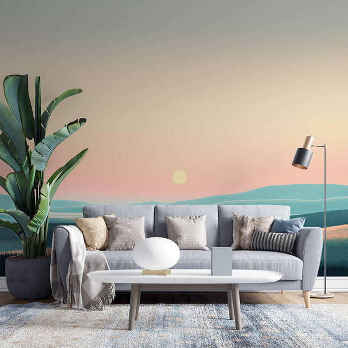 Falfestmény prérie | Álomszerű táj megnyugtató napfelkeltével