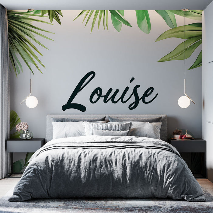 Tapeta ime Louise | Tropsko lišće i cvjetni naglasci