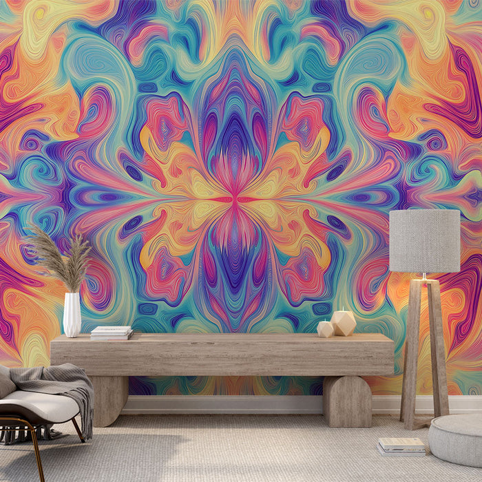 Psühhedeelne seinakate | Värviline muster voolavate spiraalidega