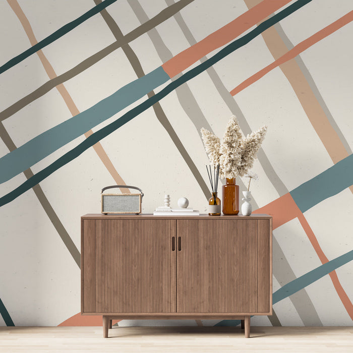 Tapete με καρό σχέδιο | Μοτίβο με πολύχρωμες γραμμές σε ανοιχτό φόντο