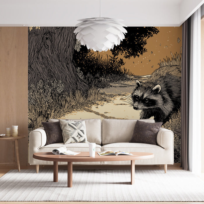 Fototapeet Pesukaru | Üksikasjalikud illustratsioonid pesukarust looduslikul rajal