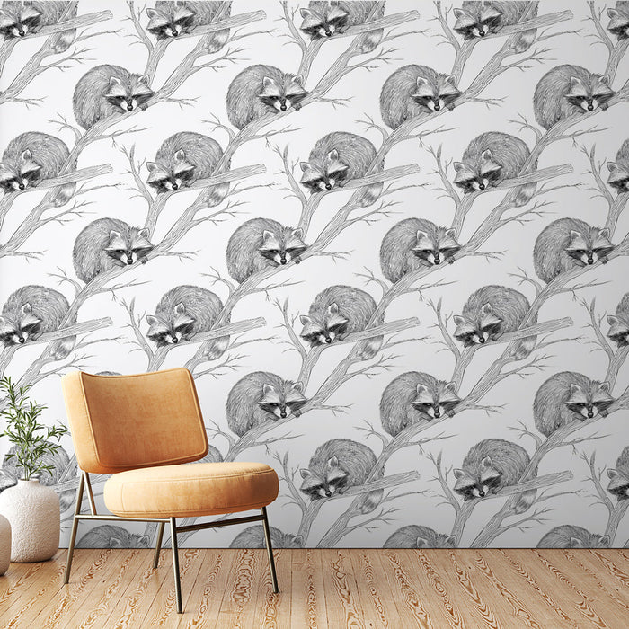 Fotótapé mosómedve | Grafikus minta mosómedvék ágakon