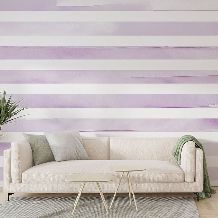 Foto Behang horizontale strepen | Pastel mauve schilderstijl