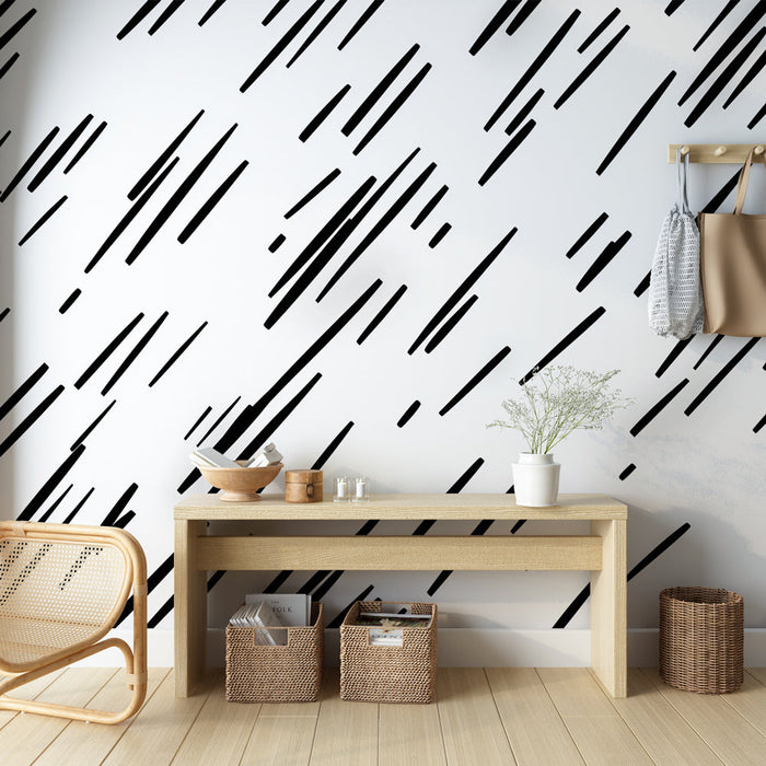 Mural Wallpaper black stripes | Modern and dynamic pattern