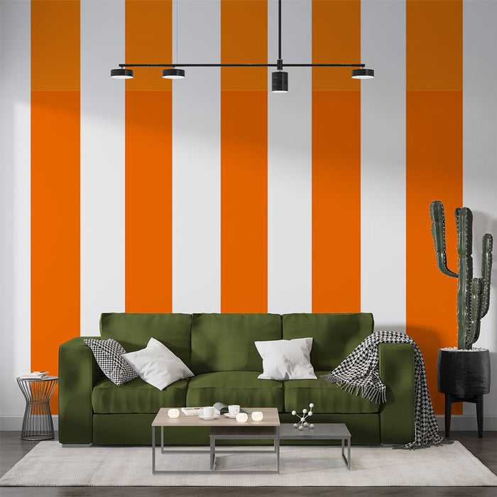 Fototapet lodrette striber | To-tonet orange og hvid