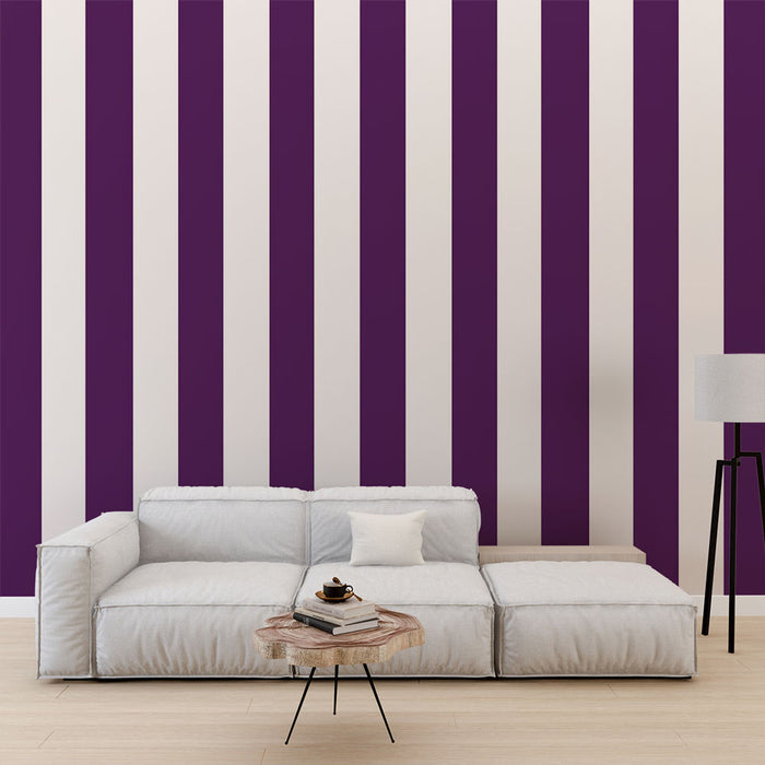 Fototapet vertikale striper | Fine mauve striper og hvit bakgrunn