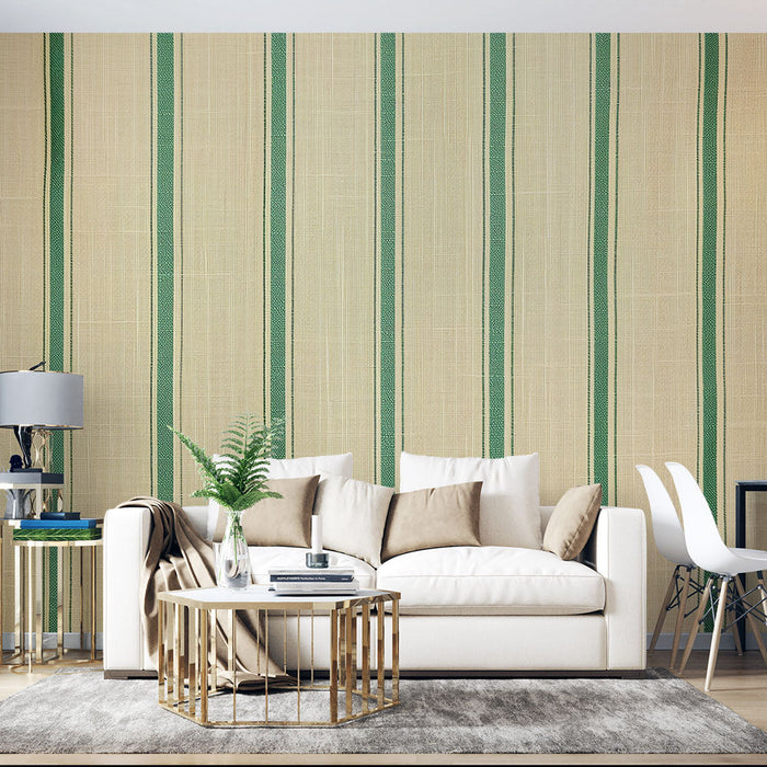 Falfestmény tapéta függőleges csíkok | Imitáció régi smaragdzöld faliszőnyeg