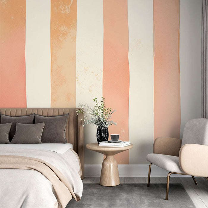 Foto Behang verticale strepen | Koraalroze verfstijl
