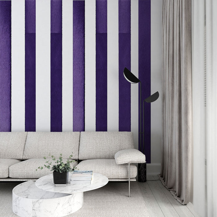 Mural Wallpaper vertikalne pruge | Ljubičasti stil boje na bijeloj pozadini